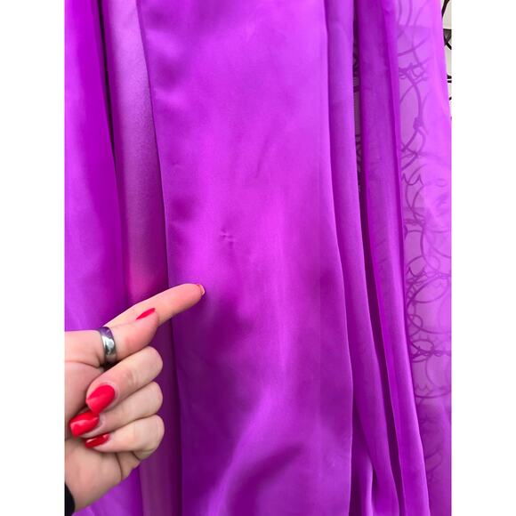 FLIRT MAGGIE SOTERRO Hot Violet Sweetheart Neckline Bling Slit Leg Chiffon P5830 - Picture 5 of 10